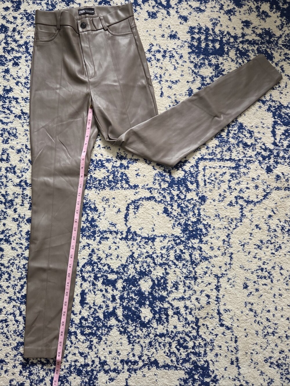 Zara Taupe Faux Leather High-Rise Leggings - Picture 2 of 7